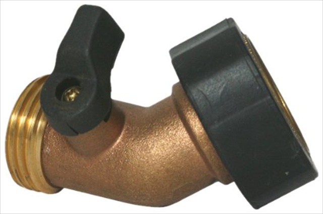 20173 Water Connector With 45 Degree Valve - Brass