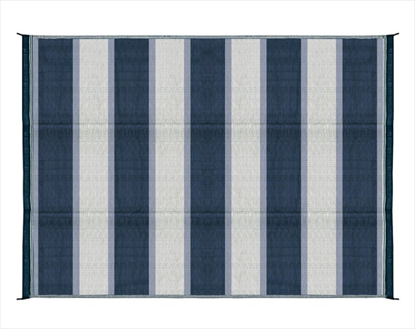 42871 6 x 9 Ft. Reversible Outdoor Mat-Blue Stripe