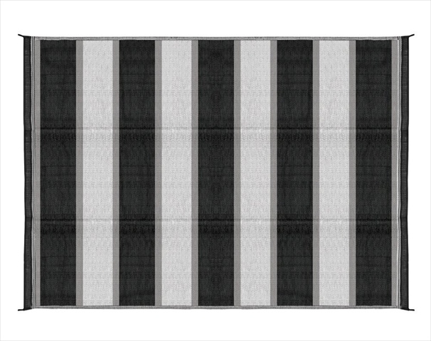 42873 6 x 9 Ft. Reversible Outdoor Mat-Charcoal Stripe