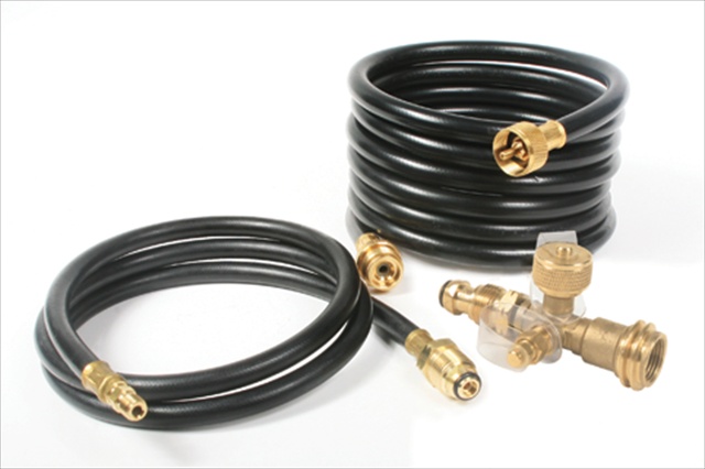 Picture of Camco 59123 Propane Brass Tee With 4 Port With 5 Ft. And 12 Ft. Hose