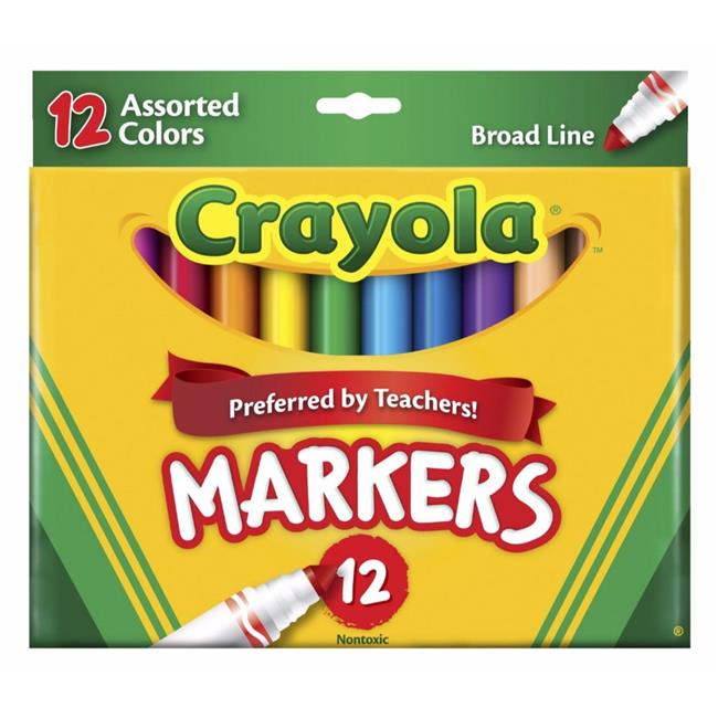 Crayola 024028 Original Non-Toxic Marker Set- Conical Tip- Set - 12
