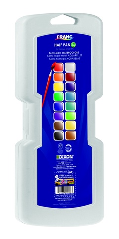 Picture of Prang 001350 Non-Toxic Semi-Moist Wax-Free Watercolor Paint Set- Plastic Half Rectangular Pan- Assorted Color- Set - 16