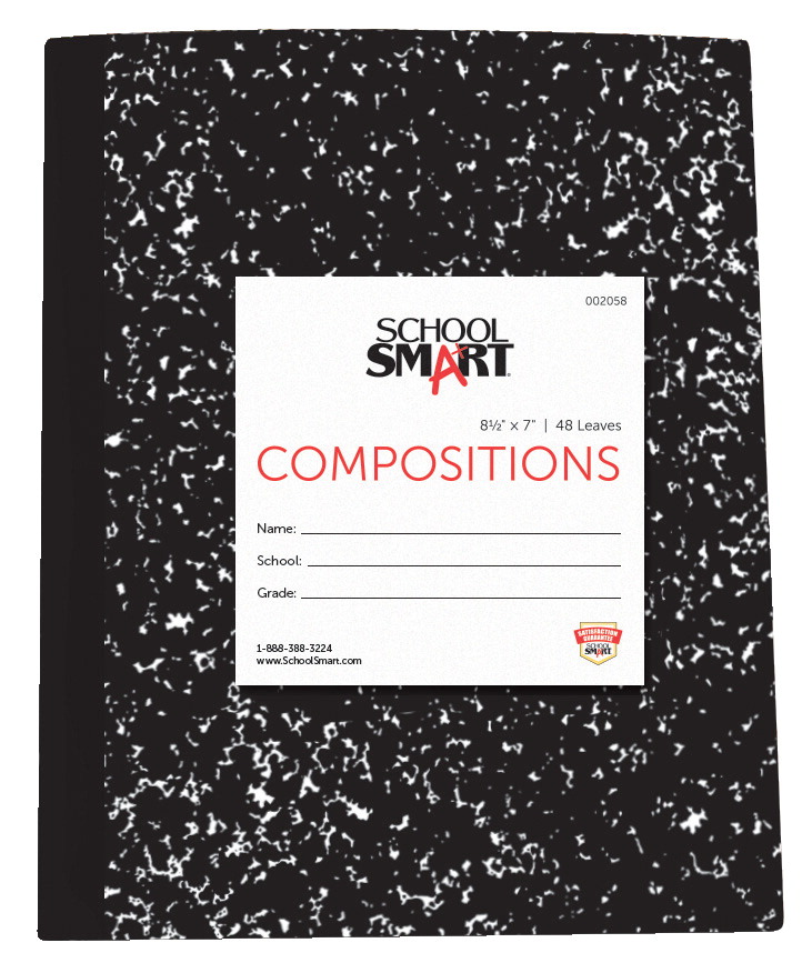 002058 8.5 x 7 In. Flexible Cover Marbleback Composition Book- 96 Pages