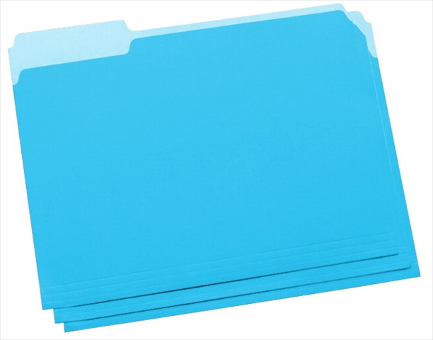 Smart Medium Weight Stock 1-3 Cut 2-Tone Reversible File Folder, Letter Blue, Pack 100