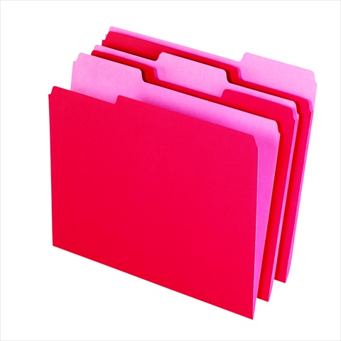 Smart Medium Weight Stock 1-3 Cut 2-Tone Reversible File Folder, Letter Red, Pack 100
