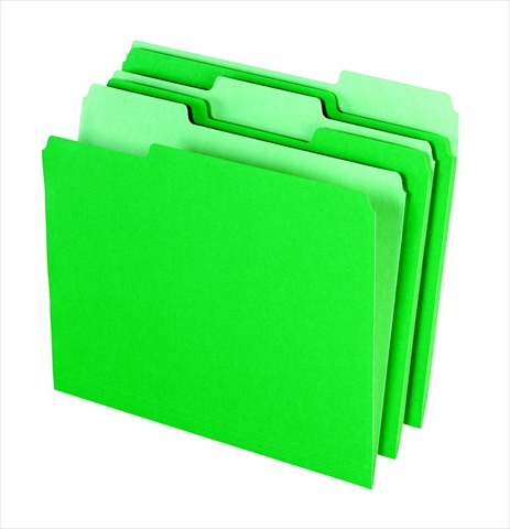 Smart Medium Weight Stock 1-3 Cut 2-Tone Reversible File Folder, Letter Green, Pack 100