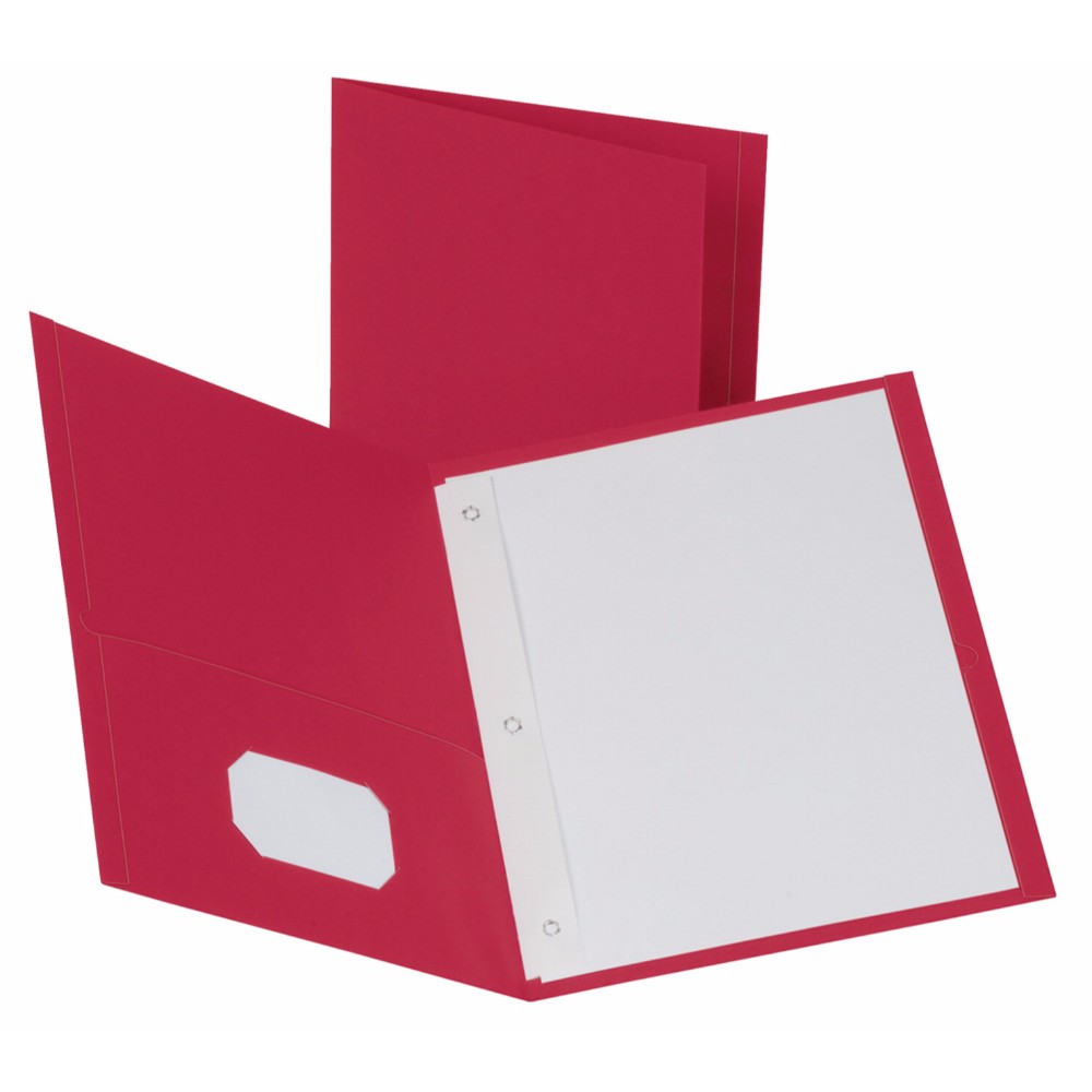 Folder Twin-Pocket With Fasteners - Red, Pack 25