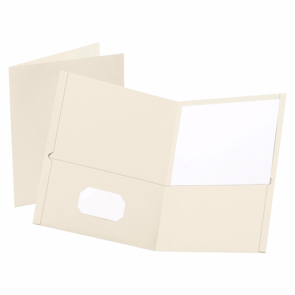 Leatherette Report Cover Without Fasteners With 2 Pockets - 100 Sheets, 8.5 x 11 In. - White, Pack 25