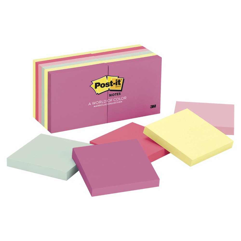 Sticky note  Original Notepad Standard Pack- 3 x 3 In. - Assorted Pastel Colors- 100 Sheets Per Pad- Pack Of 12