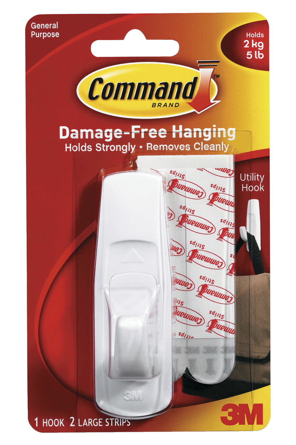 Picture of Command 023202 Reusable Utility Hook With Removable Adhesive Strips&#44; Large