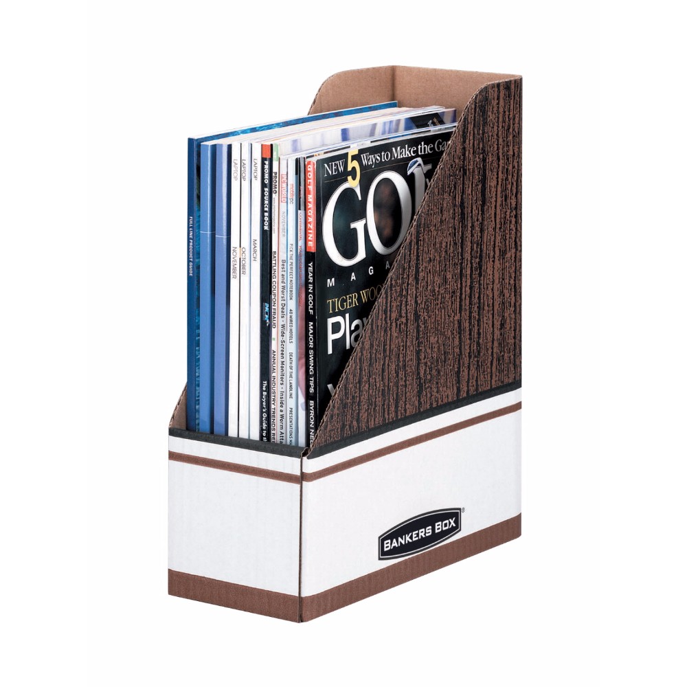 Picture of Bankers Box 005667 Corrugated Magazine File Holder&#44; Brown Woodgrain - 4.5 x 12 x 9.63 In.