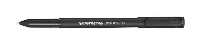 Write Brothers Ballpoint Stick Pen, Medium Tip, Black Ink & Barrel, Pack - 12