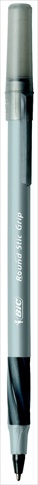 Ultra Round Stick Grip Ballpoint Pen, Medium Tip, Black, Pack - 12