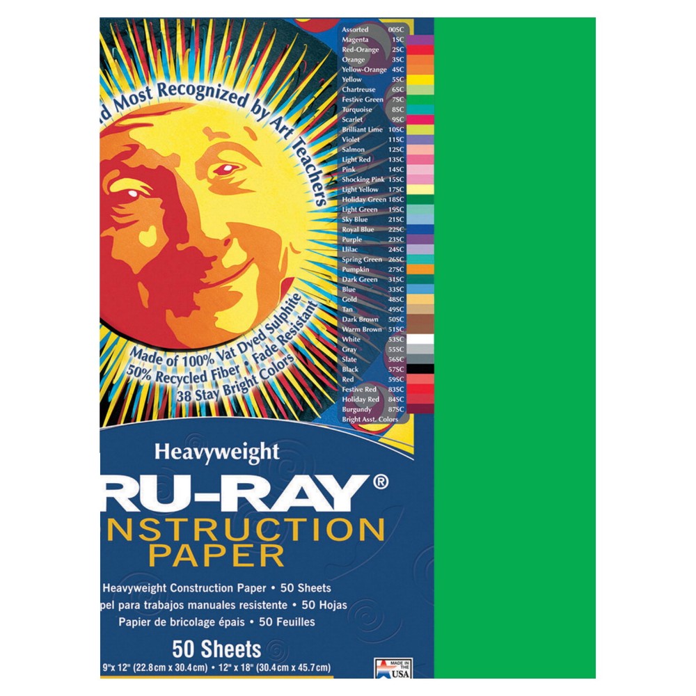 Picture of Tru-Ray 054924 Sulphite Acid-Free Non-Toxic Construction Paper&#44; Green&#44; Pack 50