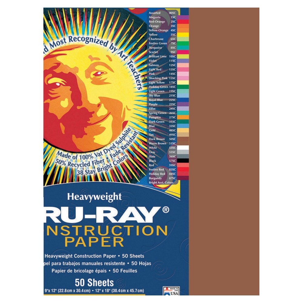 Picture of Tru-Ray 054930 Sulphite Acid-Free Non-Toxic Construction Paper&#44;Warm Brown&#44; Pack 50