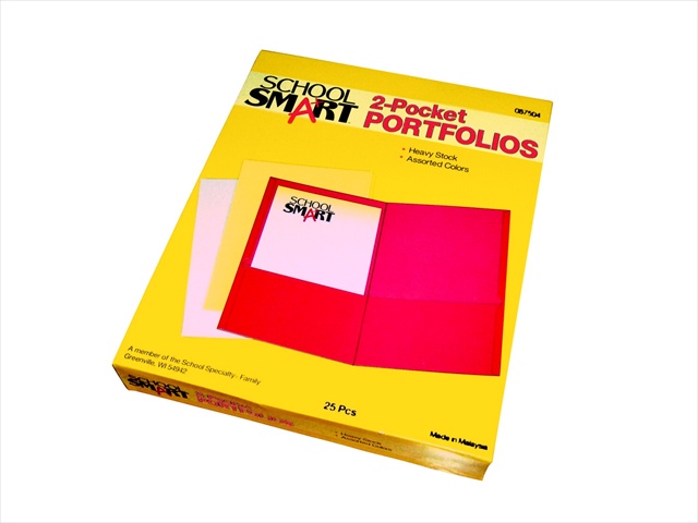 067504 2 Pockets Heavy Duty Portfolio Without Fasteners- Assorted Color- Pack 25