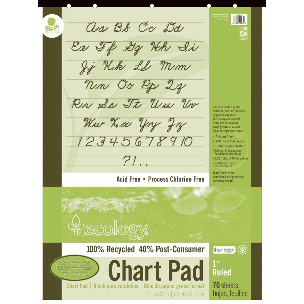 Picture of Ecology 006426 32 x 24 In. Recycled Chart Pad, 1 In. Ruled, Cursive