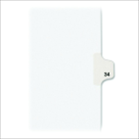 Picture of Avery 1054076 Paper Reinforced Tab Divider&#44; White&#44; Number 34&#44; Pack - 25