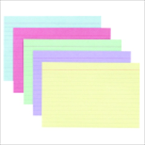 Ruled Rainbow Index Cards - Assorted Colors - 4 x 6 in. - Pack of 100 - Heavy Stock Paper