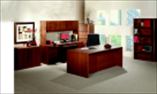 Picture of HON 1061291 Waterfall Edge Left Return With 0.75 Pedestal&#44; Mahogany