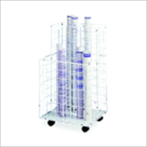 Wire Roll File With Compartments - Tubular Steel - White