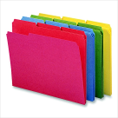 1068569 Medium Weight Stock 1-3 Cut Reinforced Top Tab File Folder, Letter - Pack 12