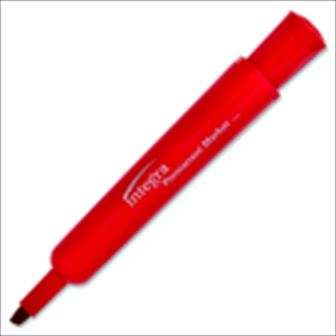 Integra 1071030 Quick-Drying Smearproof Waterproof Permanent Marker, Chisel Tip, Red