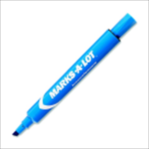 1074393 Marks-A-Lot Desk Style Non-Toxic Large Permanent Marker, 0.18 In. Chisel Tip, Blue, Pack - 12
