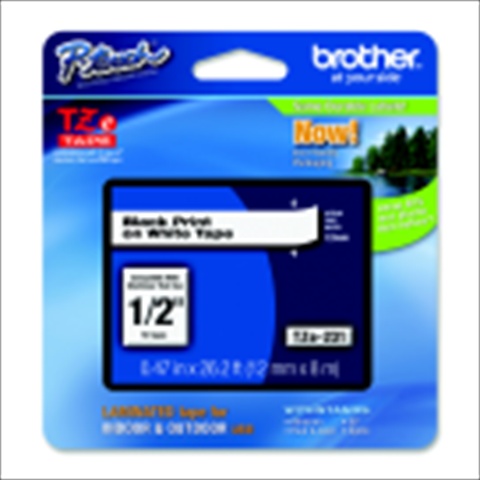 Picture of Brother 1074692 Tze P-Touch Laminated Standard Adhesive Labeling Tape Cartridge - Black-White