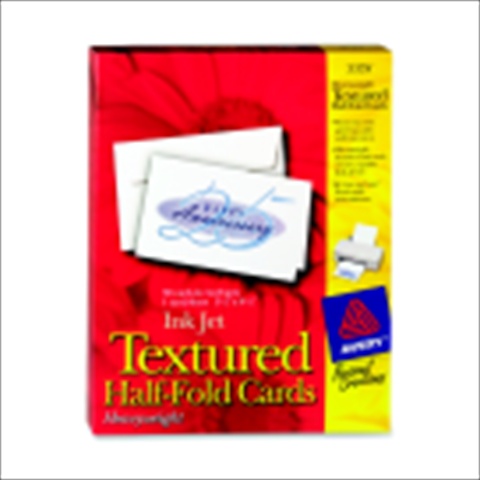 Picture of Avery 1085848 Half Fold Textured Greeting Card For Inkjet Printers - White