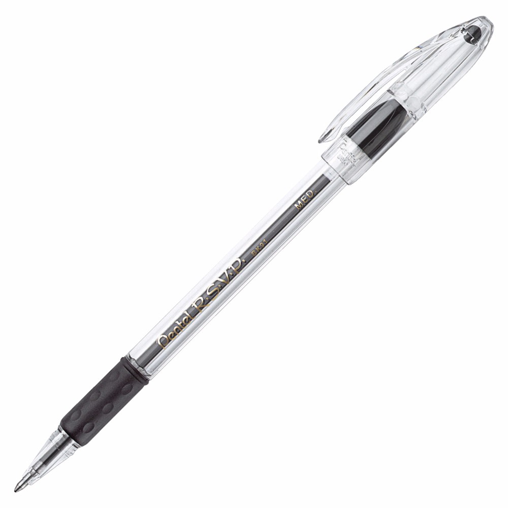 Rsvp Refillable Ballpoint Pen, Medium Tip, Black Ink, Pack - 12