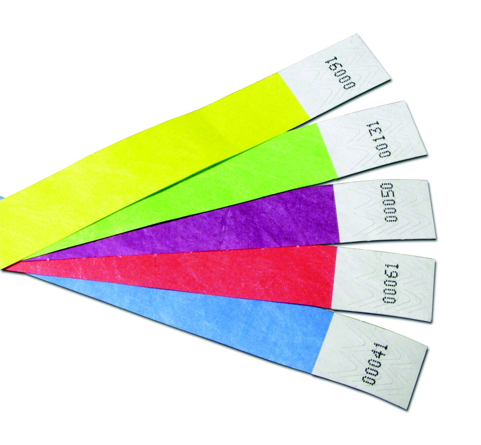 Tear-Resistant Waterproof Security Wristband  Tyvek  Green  Pack 100