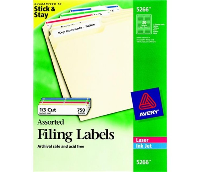 Trueblock Permanent File Folder Label For Laser And Inkjet Printers, 0.93 x 3.43 In. - White, Pack 450