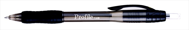 Profile Refillable Retractable Ballpoint Pen, Super Bold Tip, Black Ink-Barrel, Pack - 12
