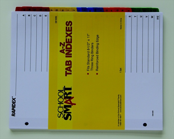 081939 Paper Plastic Heavy Duty Insertable Reinforced Index Tab Divider- Alphabetical A-Z
