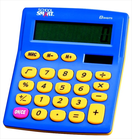 Picture of School Smart 084088 Digit Dual Power Primary Calculator- Basic Math