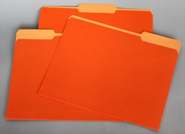 085106 Smart Medium Weight Stock 1-3 Cut 2-Tone Reversible File Folder- Letter Orange- Pack 100