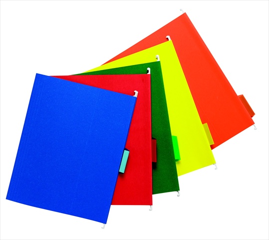 Mediumweight Manila Stock 0.2 Cut Colored Hanging Red File Folder, Pack - 25