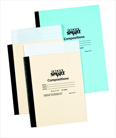085310 Flexible Plain Stitched Cover Composition Book - 48 Leaves With Red Margin- 10.5 x 8 In. - White