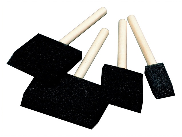 2 In. Wedge Shaped Foam Wood Handle Paint Brush, Pack - 10
