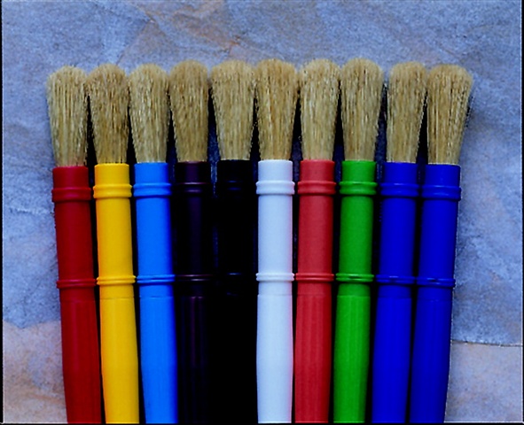 Beginner Stubby White Bristle Paint Brush Set, 0.5 x 7-1 & 4 In, Assorted Color, Set Of 10
