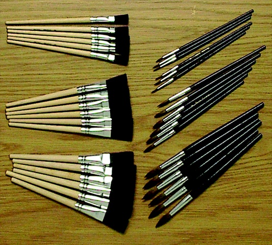 Intermediate Black Bristle Camel Hair Long Wood Handle Paint Brush Set