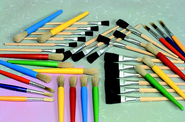 Young Artist Black Bristle Wood Handle Paint Brush Pack - Assorted