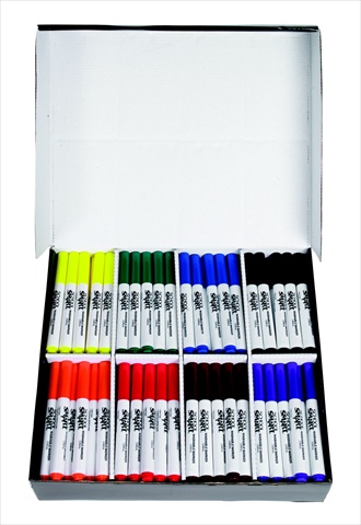 086413 Non-Toxic Quick Dry Washable Marker Classroom Pack- Conical Tip- Assorted Colors- Pack 200