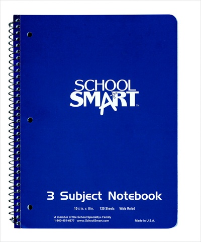 086766 Sulphite 3-Hole Punched Non-Perforated Spiralbound Notebook - 1 Subject- 5-1 & 2 x 4 In- 15 Lb- 0.34 In- Wide Ruling- 200 Sheets- White