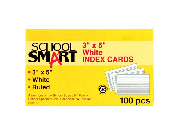 5 x 8 In. Blank Heavyweight Plain Index Card, White, Pack - 100