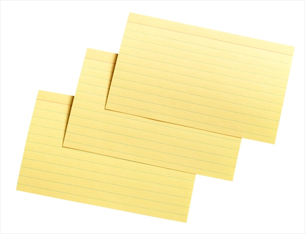 3 x 5 In. Heavyweight Ruled Index Card, Canary, Pack - 100