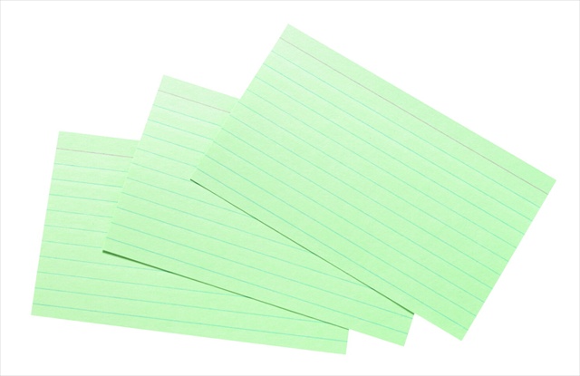 3 x 5 In. Heavyweight Ruled Index Card, Green, Pack - 100