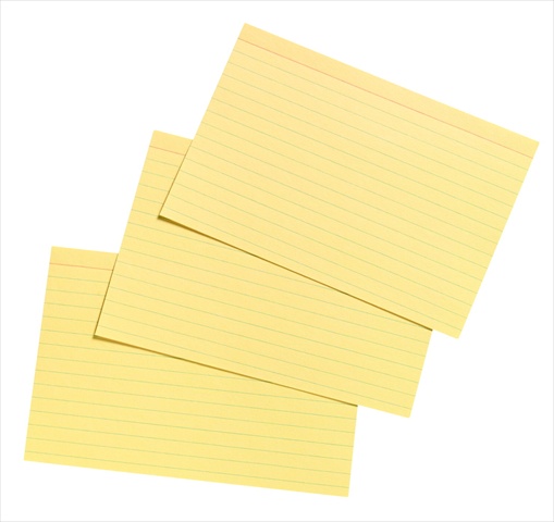 4 x 6 In. Heavyweight Ruled Index Card, Canary, Pack - 100