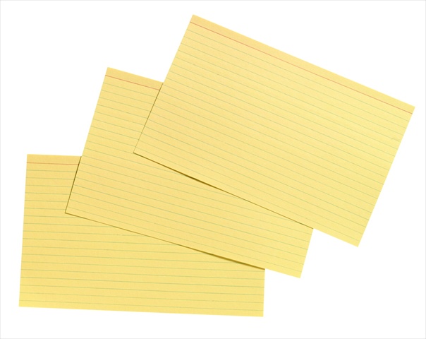 5 x 8 In. Heavyweight Ruled Index Card, Canary, Pack - 100